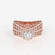 Women's Round Cut Moissanite Diamond Cocktail Sterling Silver Ring