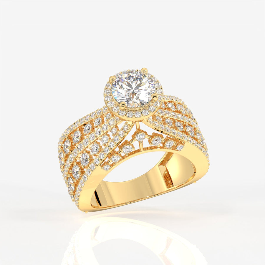 Women's Round Cut Moissanite Diamond Cocktail Sterling Silver Ring