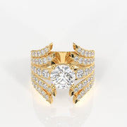 Round Cut Moissanite Diamond Cocktail Sterling Silver Ring