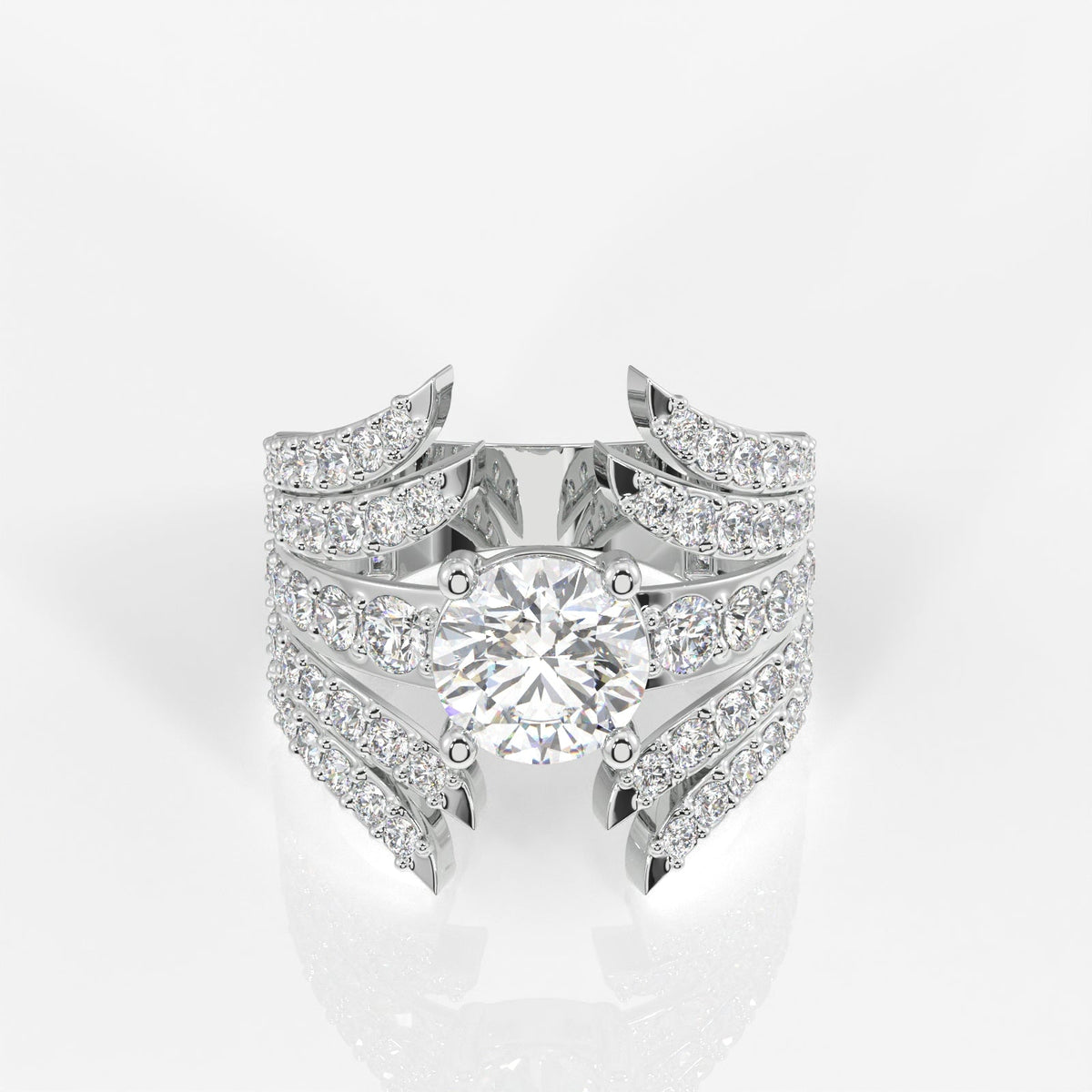 Round Cut Moissanite Diamond Cocktail Sterling Silver Ring