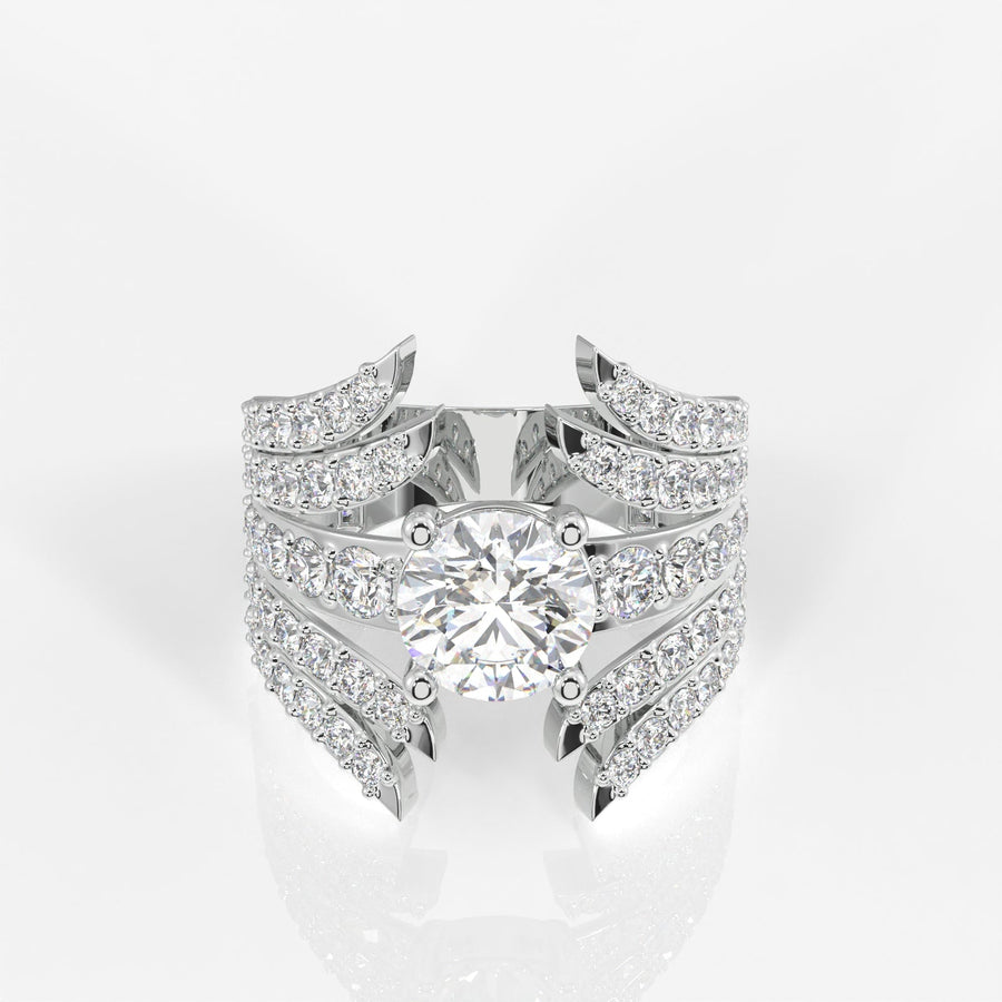 Round Cut Moissanite Diamond Cocktail Sterling Silver Ring