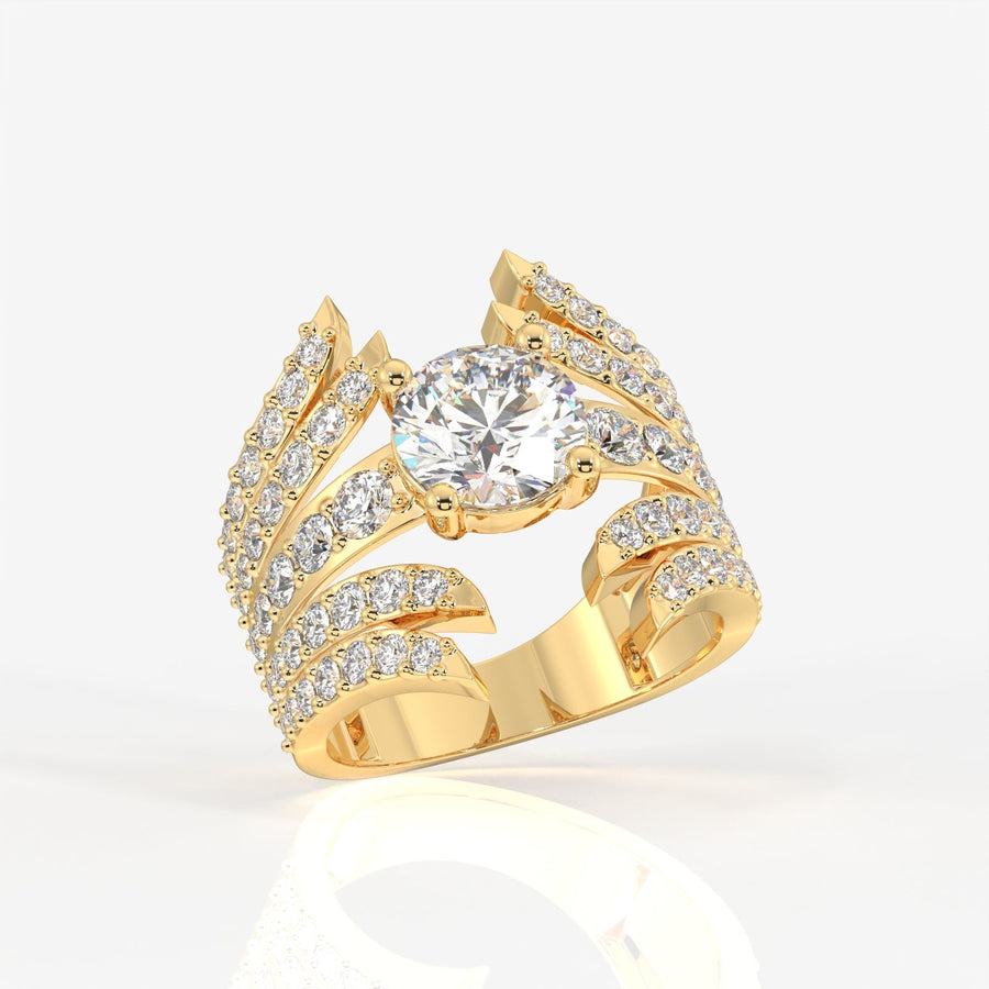 Round Cut Moissanite Diamond Cocktail Sterling Silver Ring