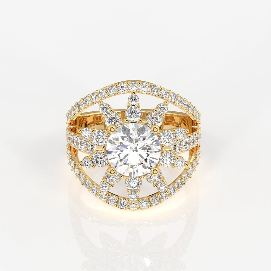 Round Cut Moissanite Diamond Cocktail Sterling Silver Ring