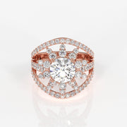 Round Cut Moissanite Diamond Cocktail Sterling Silver Ring
