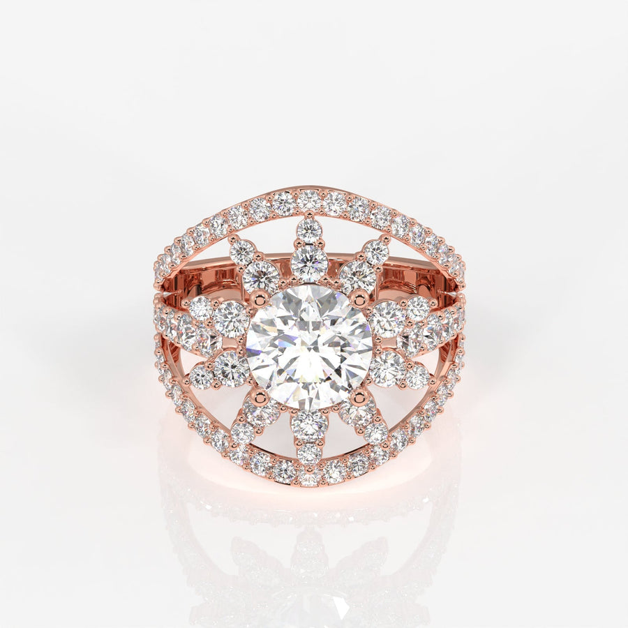 Round Cut Moissanite Diamond Cocktail Sterling Silver Ring