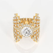 Round Cut Moissanite Diamond Cocktail Sterling Silver Ring