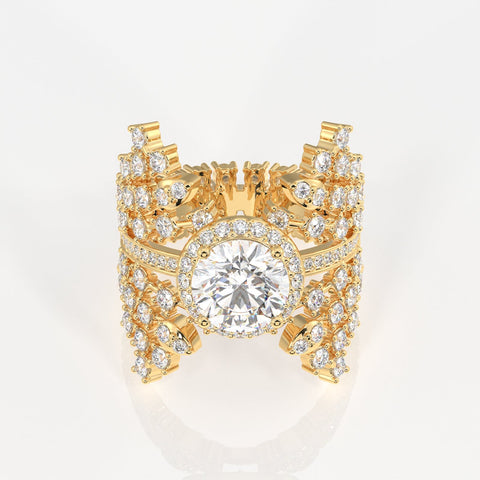 Round Cut Moissanite Diamond Cocktail Sterling Silver Ring