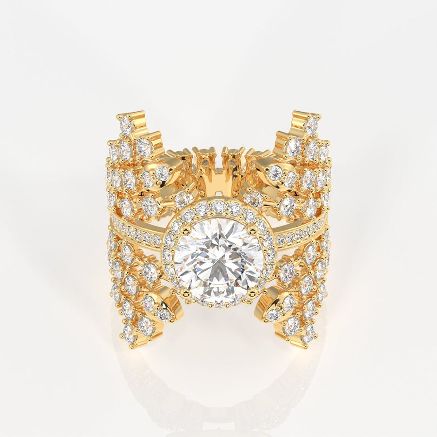Round Cut Moissanite Diamond Cocktail Sterling Silver Ring