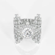 Round Cut Moissanite Diamond Cocktail Sterling Silver Ring