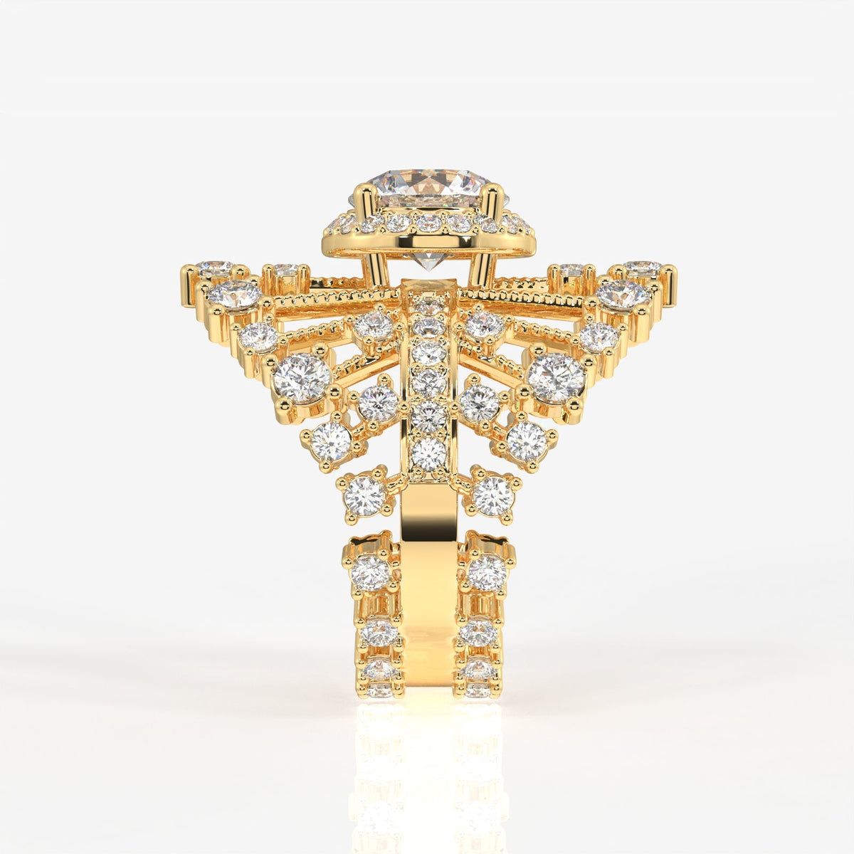 Round Cut Moissanite Diamond Cocktail Sterling Silver Ring