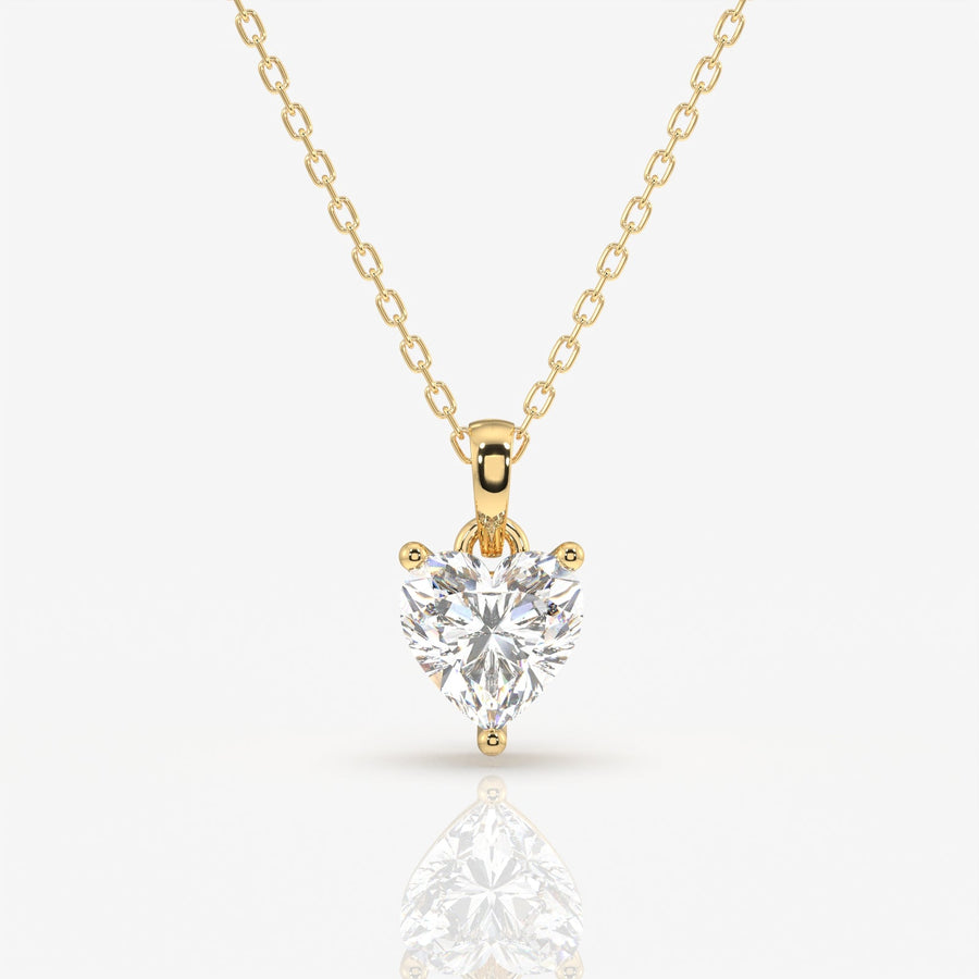 Heart Cut Lab Grown Diamond Solitaire 14k Gold Pendant