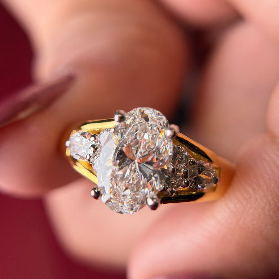 Oval Cut Moissanite Diamond Sterling Silver Engagement Ring