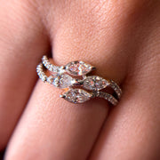 Marquise Cut Moissanite Diamond Sterling Silver Engagement Ring