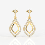 Luxe Petal Lab Grown Danglers 14k Gold Earrings