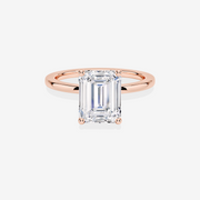 Luxurious Emerald Cut  Lab Grown Diamond Classic Solitaire Engagement 14k Gold Ring