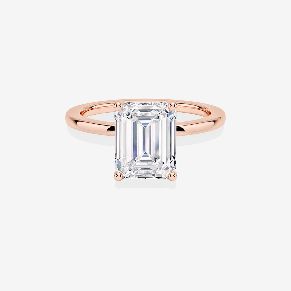 Luxurious Emerald Cut  Lab Grown Diamond Classic Solitaire Engagement 14k Gold Ring