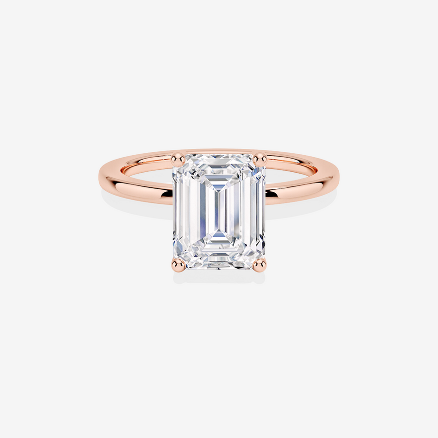 Luxurious Emerald Cut  Lab Grown Diamond Classic Solitaire Engagement 14k Gold Ring