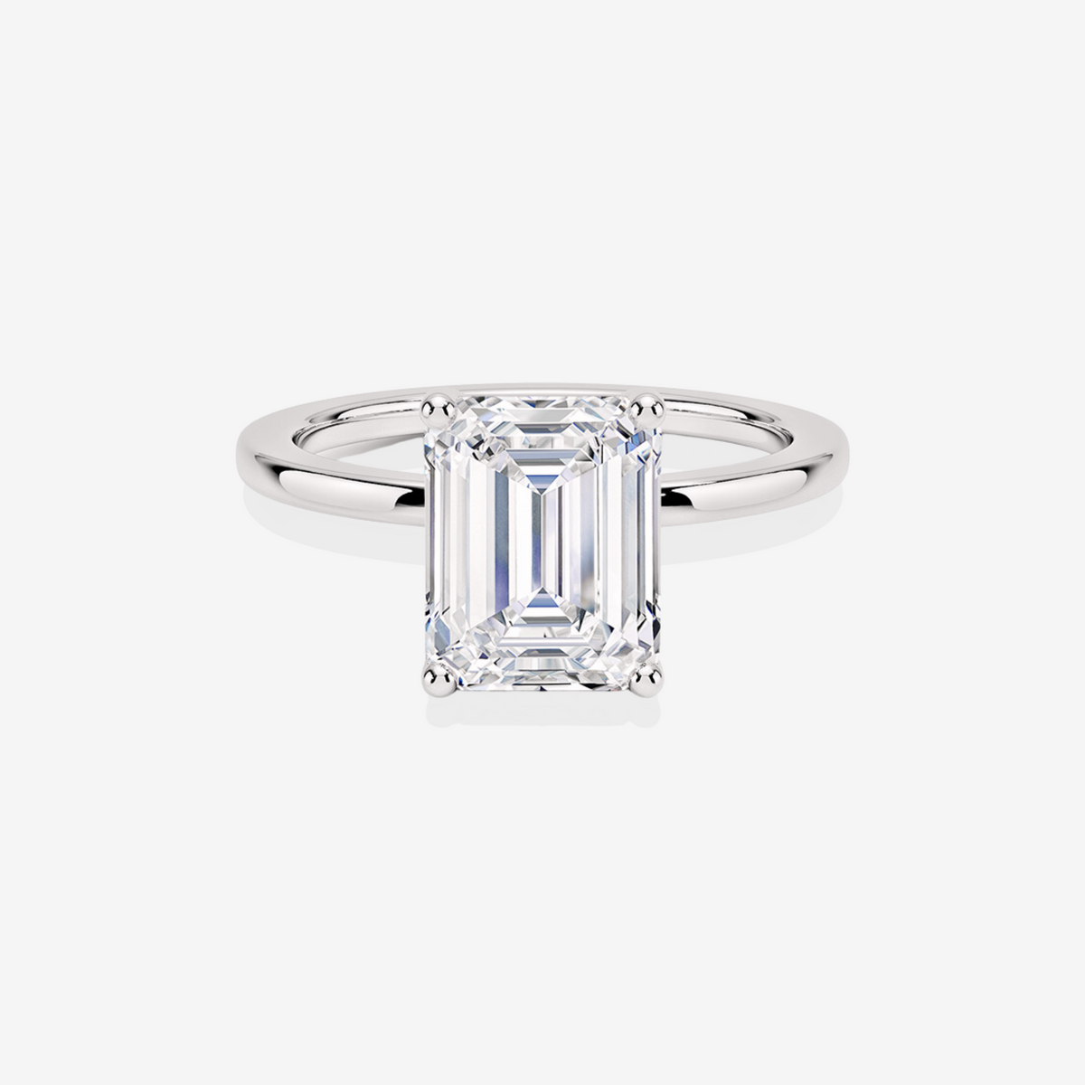 Premium Emerald Cut  Lab Grown Diamond Classic Solitaire Engagement 14k Gold Ring