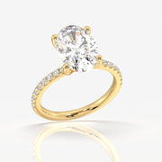 Premium Oval Cut Moissanite Diamond Pave Sterling Silver Ring