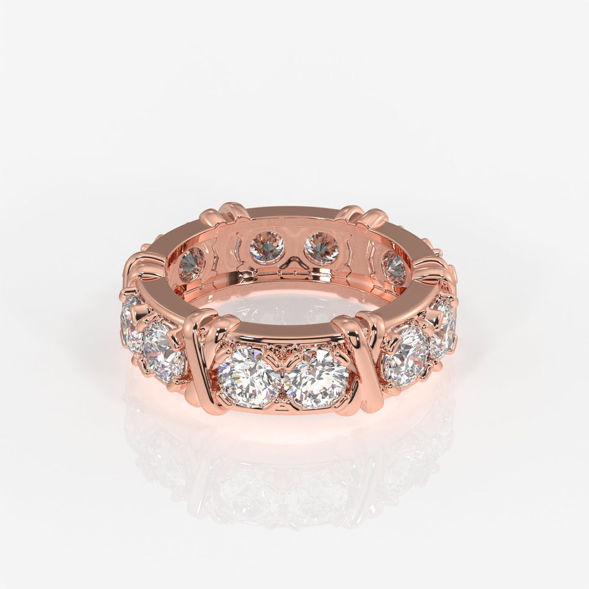 Premium Round Cut Moissanite Diamond Eternity Band 18K Gold Ring