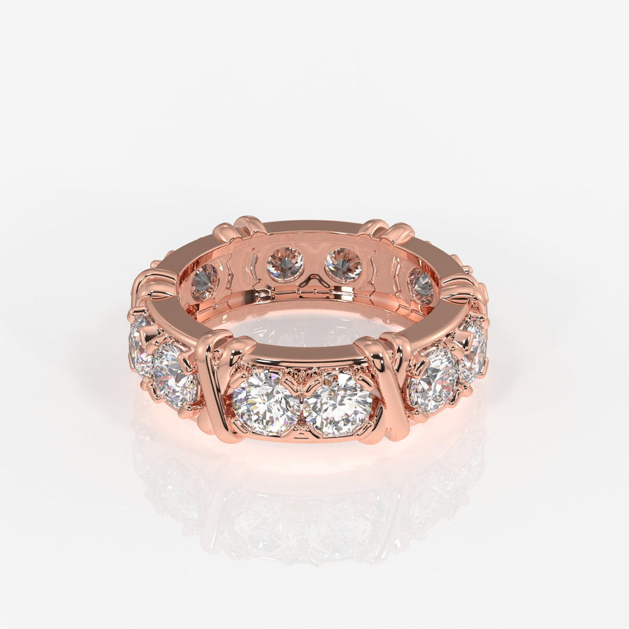 Premium Round Cut Moissanite Diamond Eternity Band 18K Gold Ring