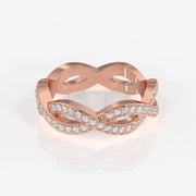 Premium Round Cut Moissanite Diamond twisted Eternity Sterling Silver Band
