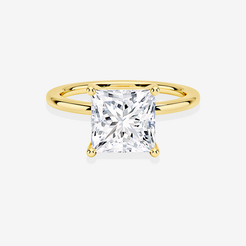Princess Cut Lab Grown Diamond Classic Solitaire Engagement 14k Gold Ring