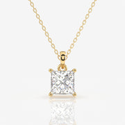 Princess Cut Lab Grown Diamond Solitaire 14k Gold Pendant