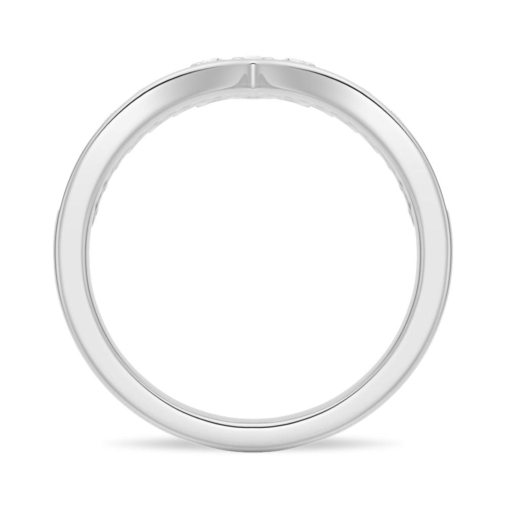 Round Cut Moissanite Diamond Wedding Band Sterling Silver Ring