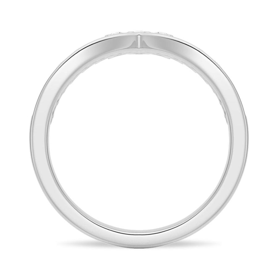 Round Cut Moissanite Diamond Wedding Band Sterling Silver Ring