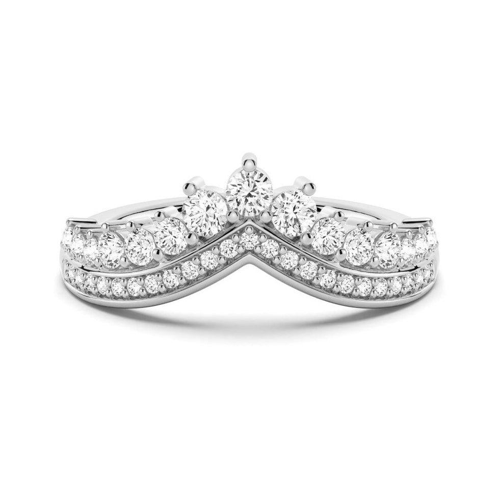 Round Cut Moissanite Diamond Wedding Band Sterling Silver Ring
