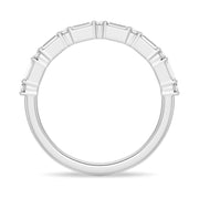 Emerald Cut Moissanite Diamond Wedding Band Sterling Silver Ring