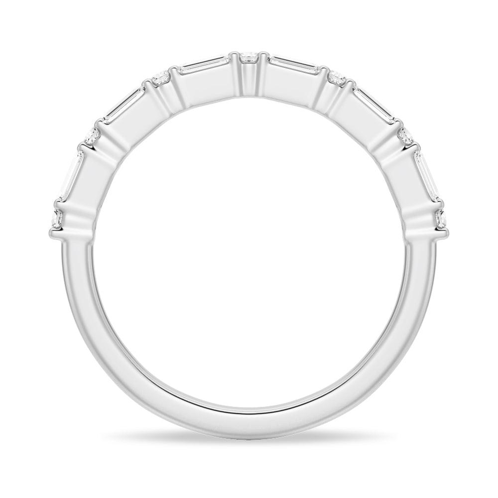 Emerald Cut Moissanite Diamond Wedding Band Sterling Silver Ring