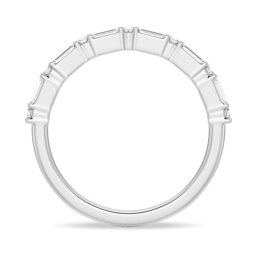 Emerald Cut Moissanite Diamond Wedding Band Sterling Silver Ring