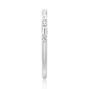 Emerald Cut Moissanite Diamond Wedding Band Sterling Silver Ring
