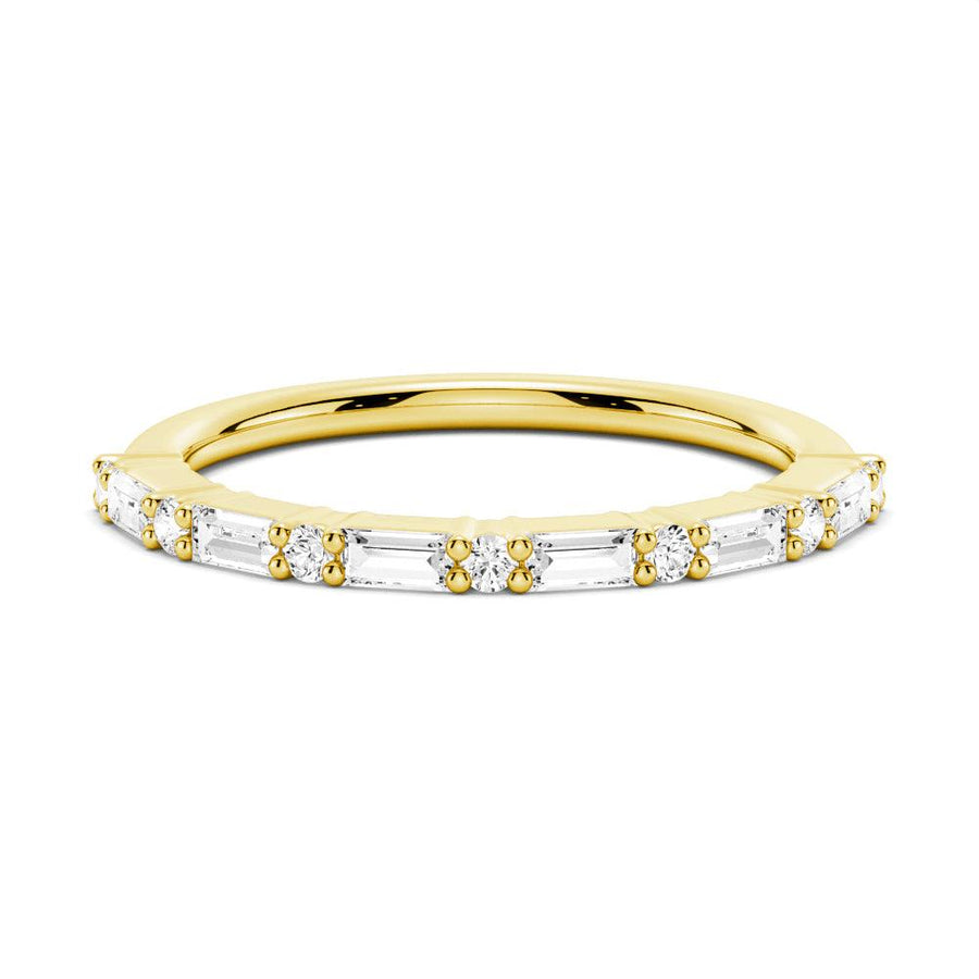 Emerald Cut Moissanite Diamond Wedding Band Sterling Silver Ring