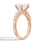 Heart Cut Moissanite Diamond Five Prong Pave Sterling Silver Ring