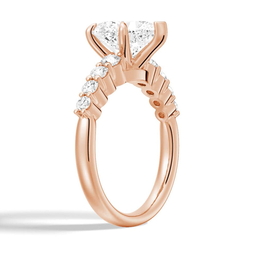 Heart Cut Moissanite Diamond Five Prong Pave Sterling Silver Ring