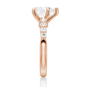Heart Cut Moissanite Diamond Five Prong Pave Sterling Silver Ring