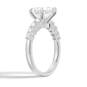 Heart Cut Moissanite Diamond Five Prong Pave Sterling Silver Ring