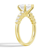 Heart Cut Moissanite Diamond Five Prong Pave Sterling Silver Ring