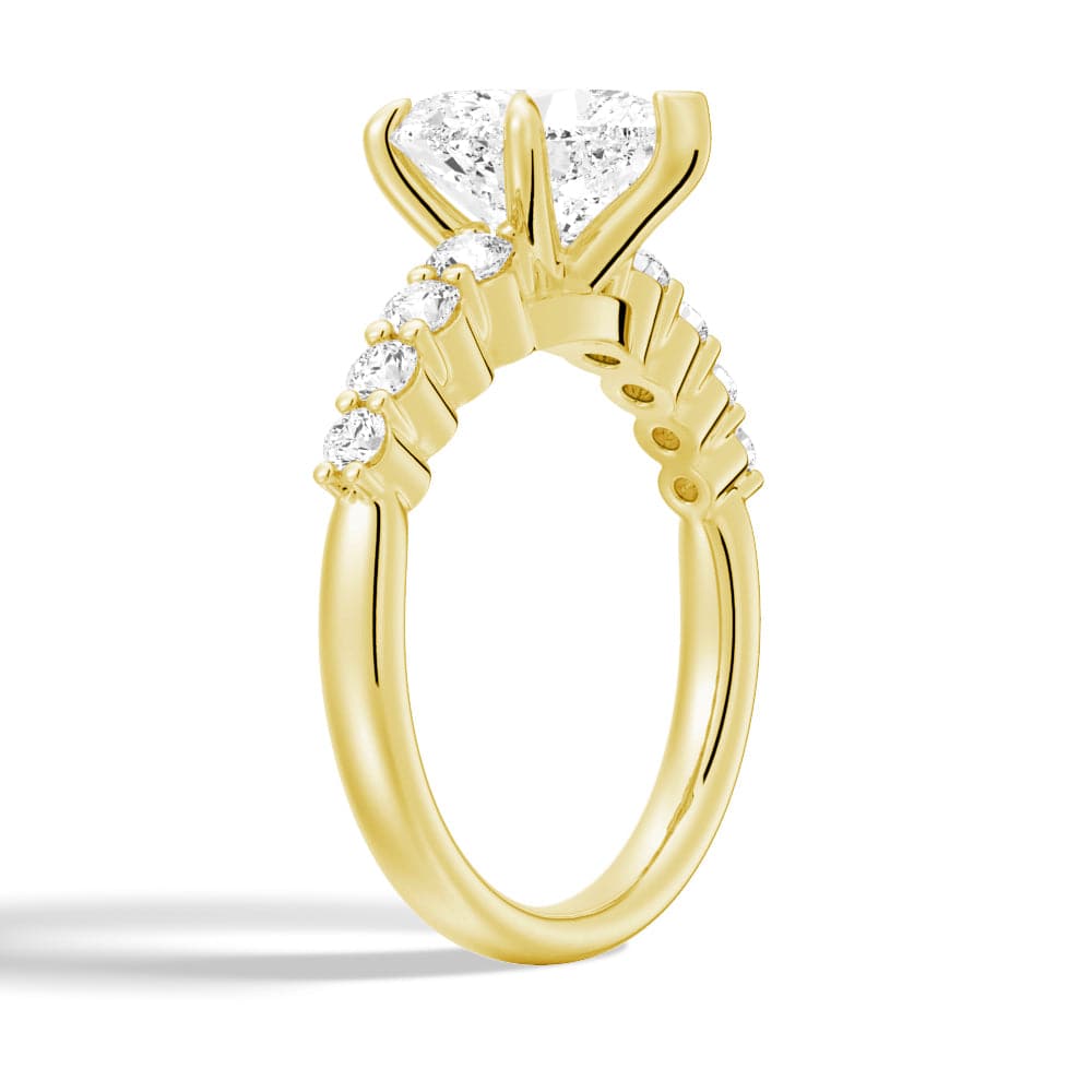 Heart Cut Moissanite Diamond Five Prong Pave Sterling Silver Ring