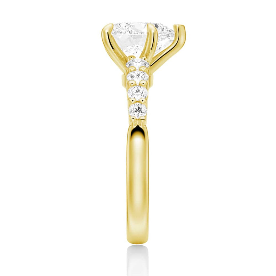 Heart Cut Moissanite Diamond Five Prong Pave Sterling Silver Ring