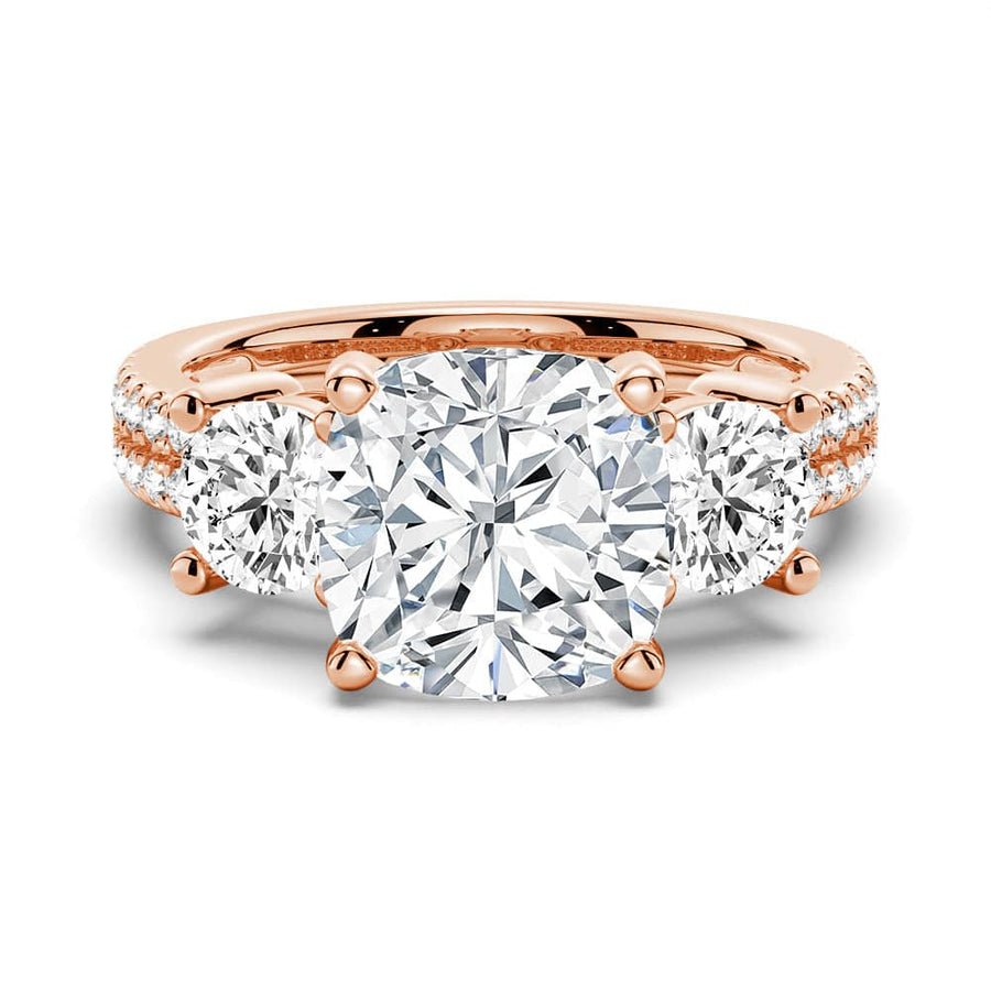 Cushion Cut Moissanite Diamond 3 Stone Engagement Sterling Silver Ring
