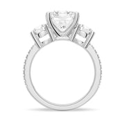 Cushion Cut Moissanite Diamond 3 Stone Engagement Sterling Silver Ring