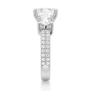Cushion Cut Moissanite Diamond 3 Stone Engagement Sterling Silver Ring