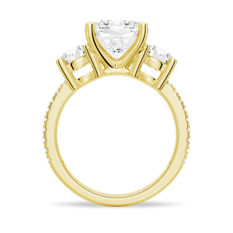 Cushion Cut Moissanite Diamond 3 Stone Engagement Sterling Silver Ring