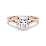 Heart Cut Moissanite Diamond Engagement Sterling Silver Ring