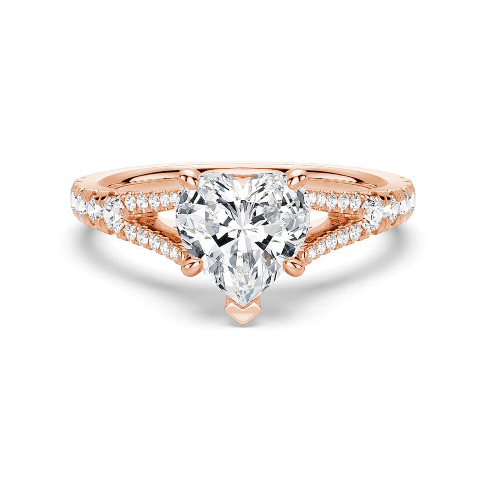 Heart Cut Moissanite Diamond Engagement Sterling Silver Ring