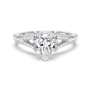 Heart Cut Moissanite Diamond Engagement Sterling Silver Ring